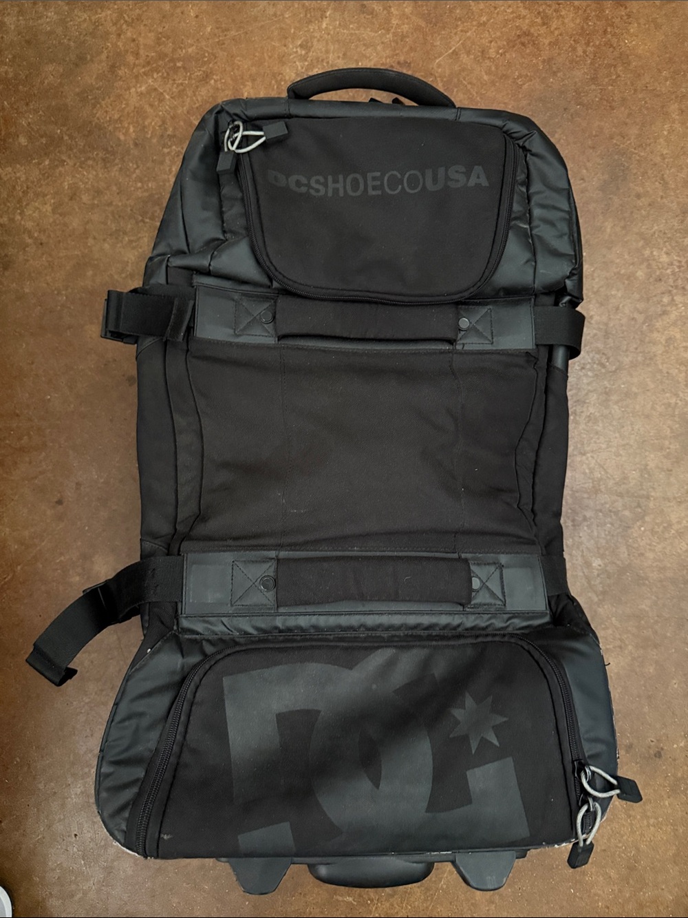 DCSHOE USA Black Roll-Top Backpack with Logo
